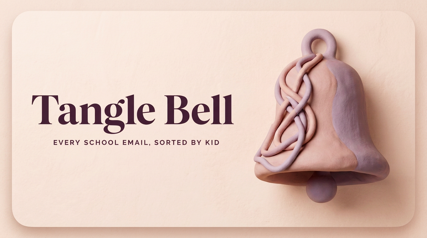 Tangle Bell showing school emails sorted by kid, teacher and class